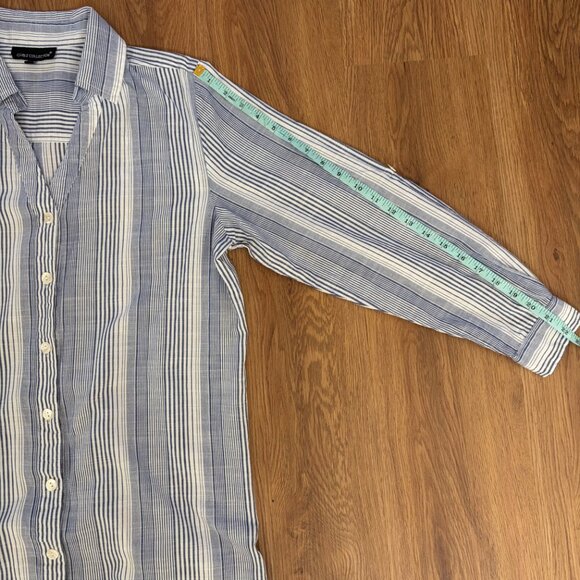 Club Z Striped Cotton Button-Front Beach Cover-Up / Shirt Dress - Picture 11 of 12
